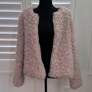 Dusty Pink Faux Fur Shaggy Jacket (M)